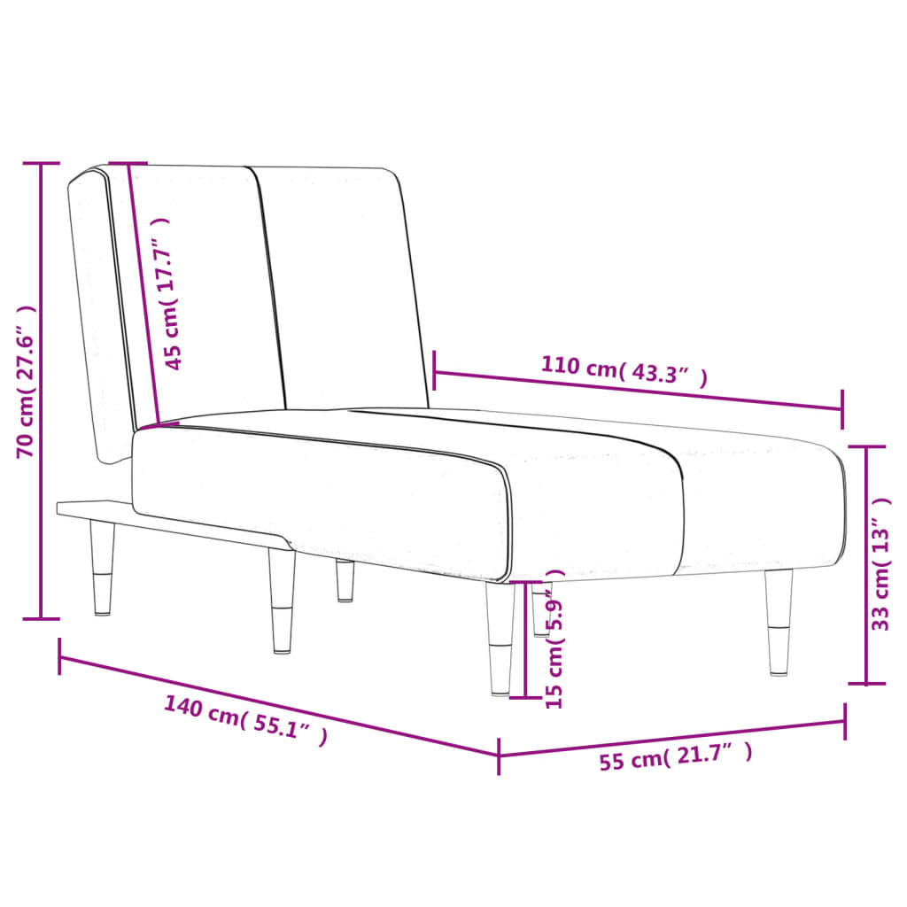 chaiselong velour sort
