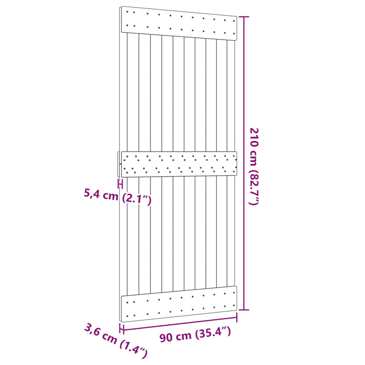 Glat dør NARVIK 90x210cm Massivt Fyrretræ (Ubehandlet)