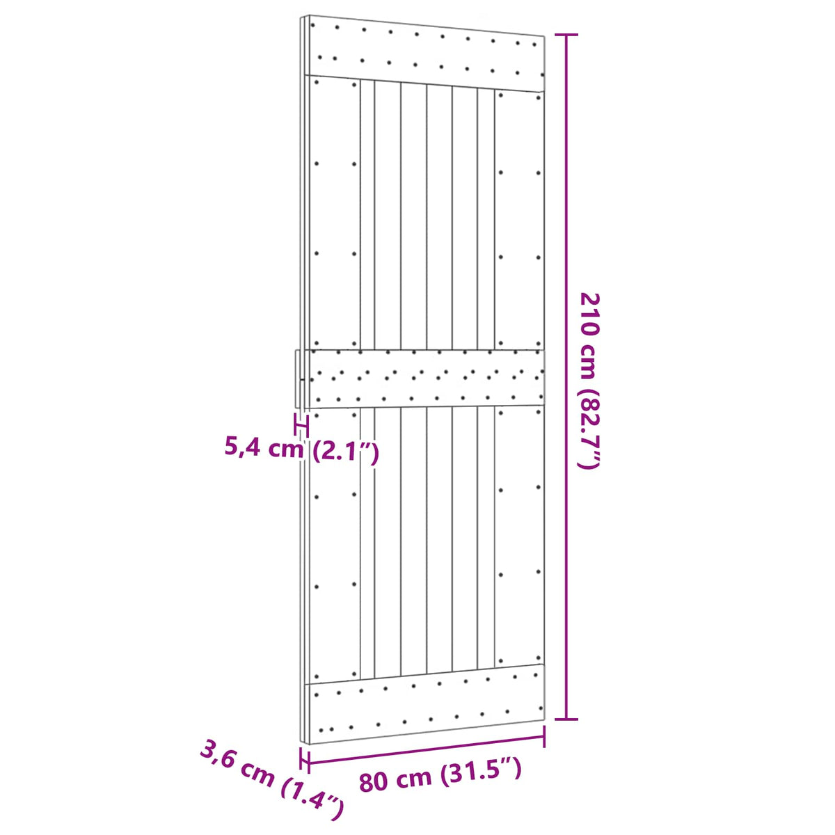 Dør NARVIK 80 x 210 cm Massivt Fyrretræ (Ubehandlet)