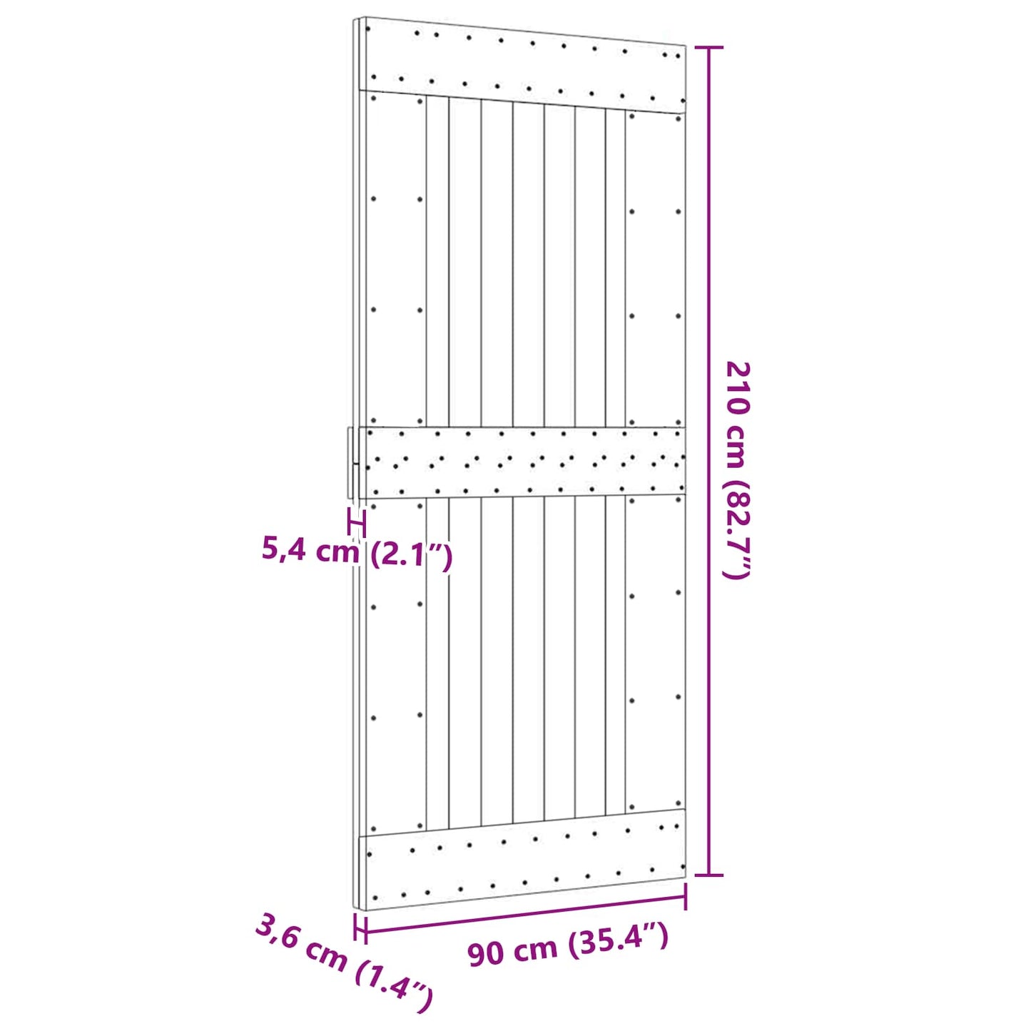 Enkel dør NARVIK 90x210cm Massivt Fyrretræ (Ubehandlet)