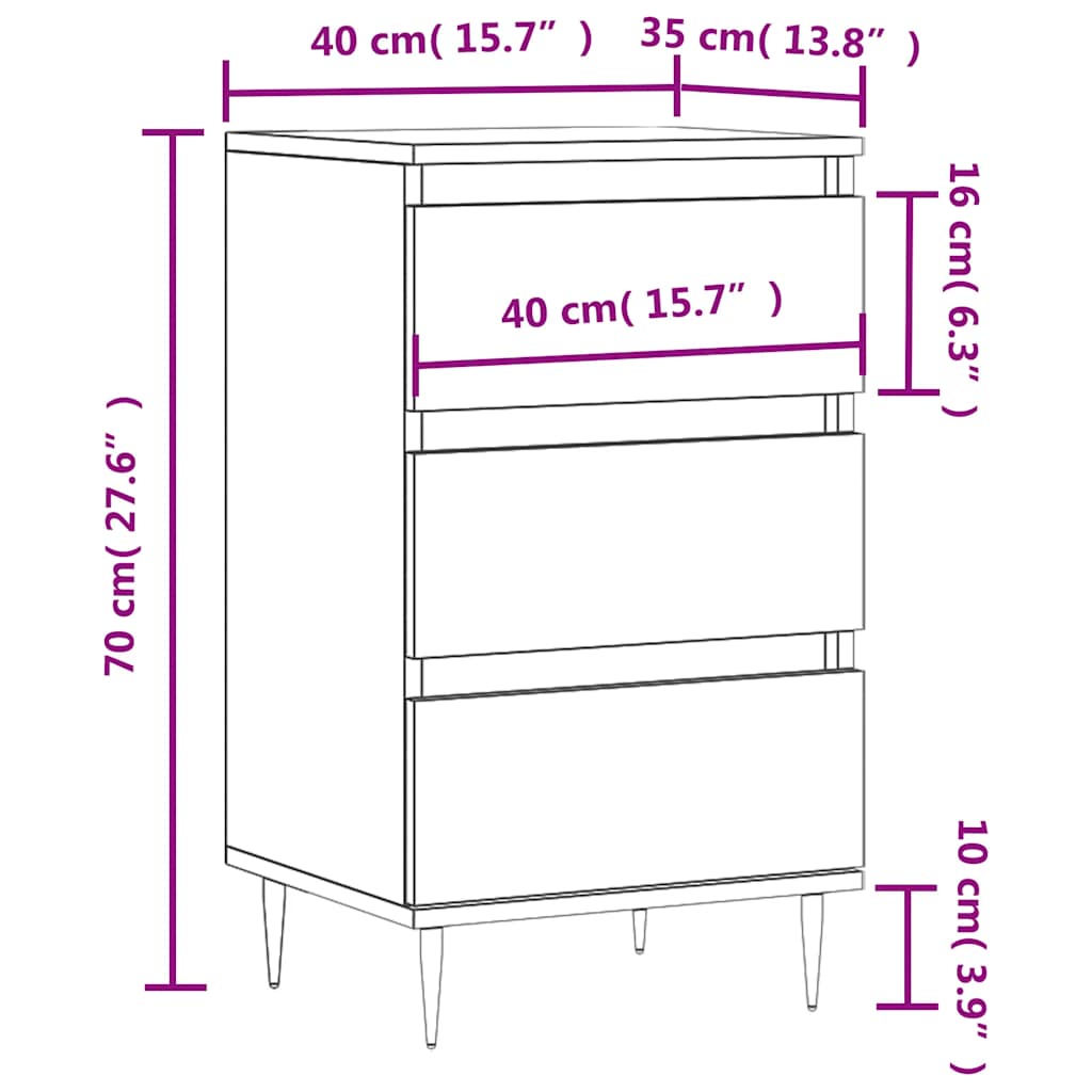 skænk 40x35x70 cm konstrueret træ hvid