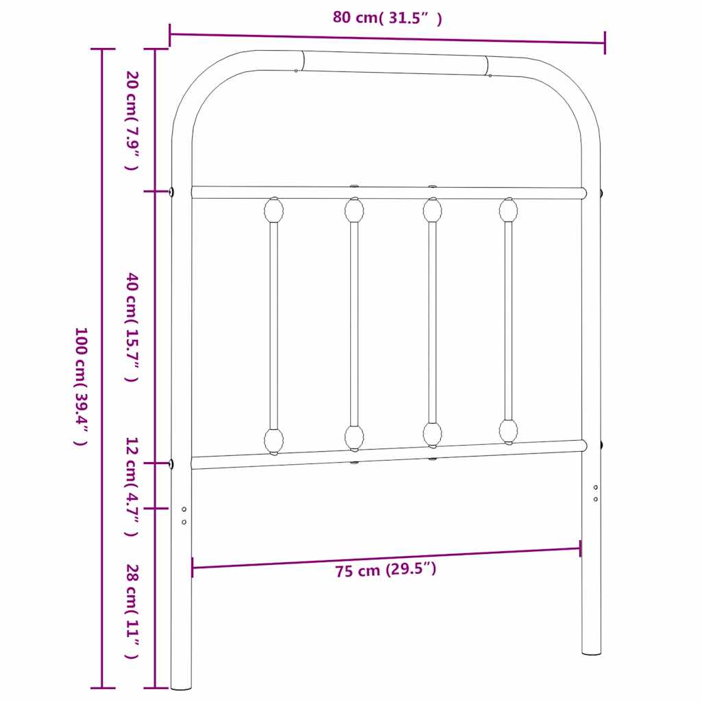 udskiftningsgavl 75 cm metal sort