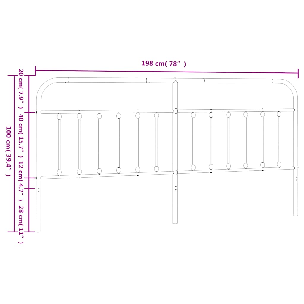 udskiftningsgavl 193 cm metal sort