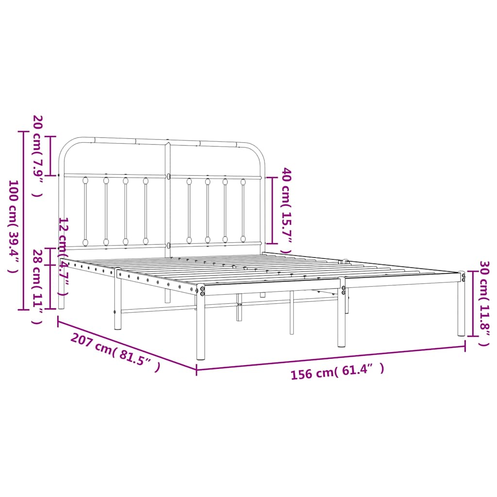 sengeramme med sengegavl 150x200 cm metal hvid