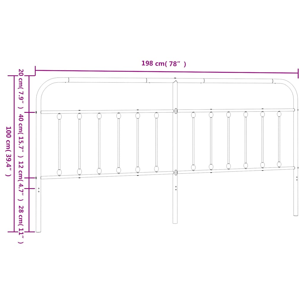 udskiftningsgavl 193 cm metal hvid