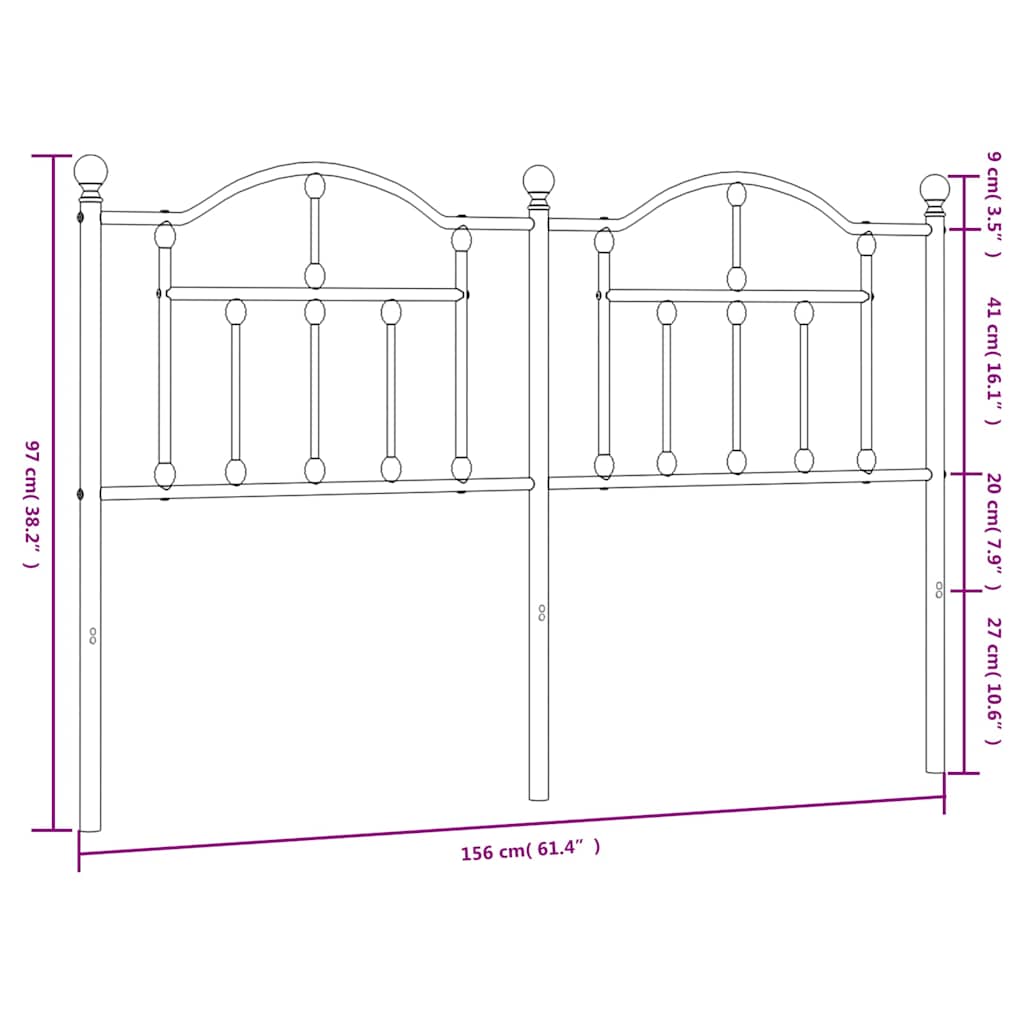 udskiftningsgavl 150 cm metal hvid