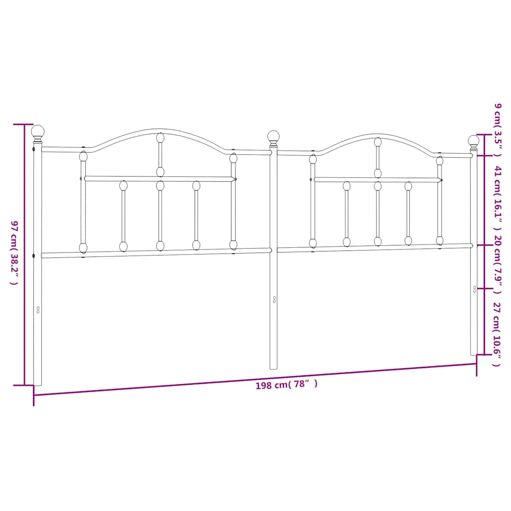 udskiftningsgavl 193 cm metal hvid
