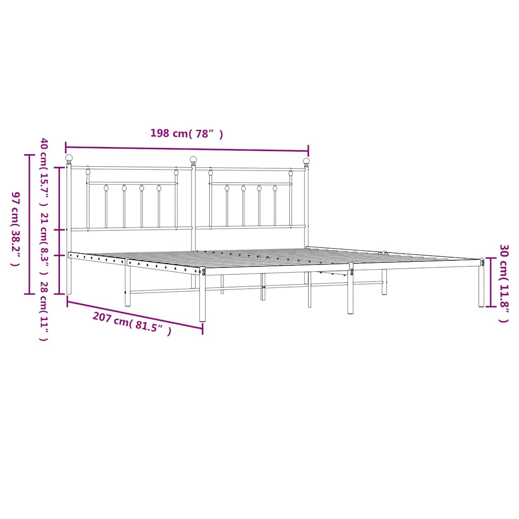 sengeramme med sengegavl 193x203 cm metal sort