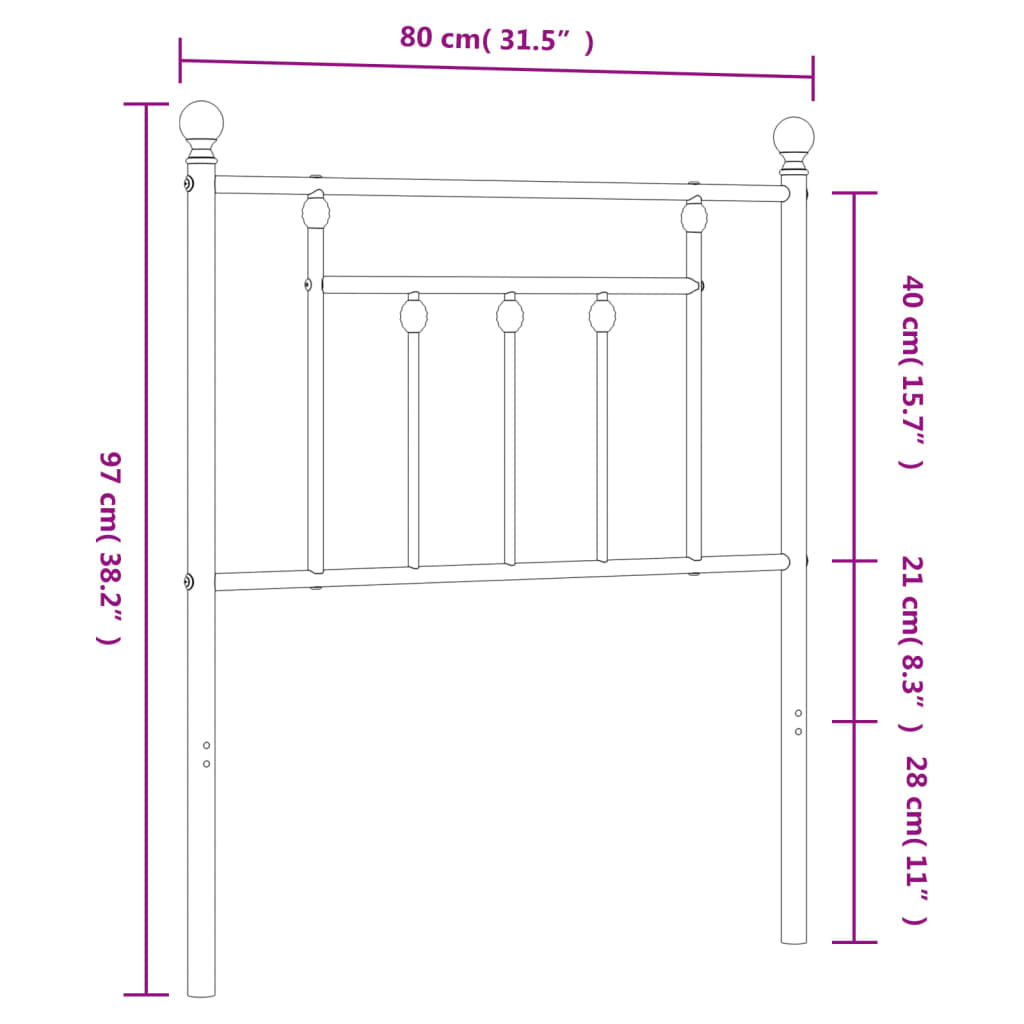 udskiftningsgavl 75 cm metal sort