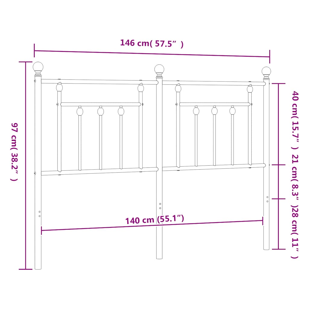 udskiftningsgavl 140 cm metal sort