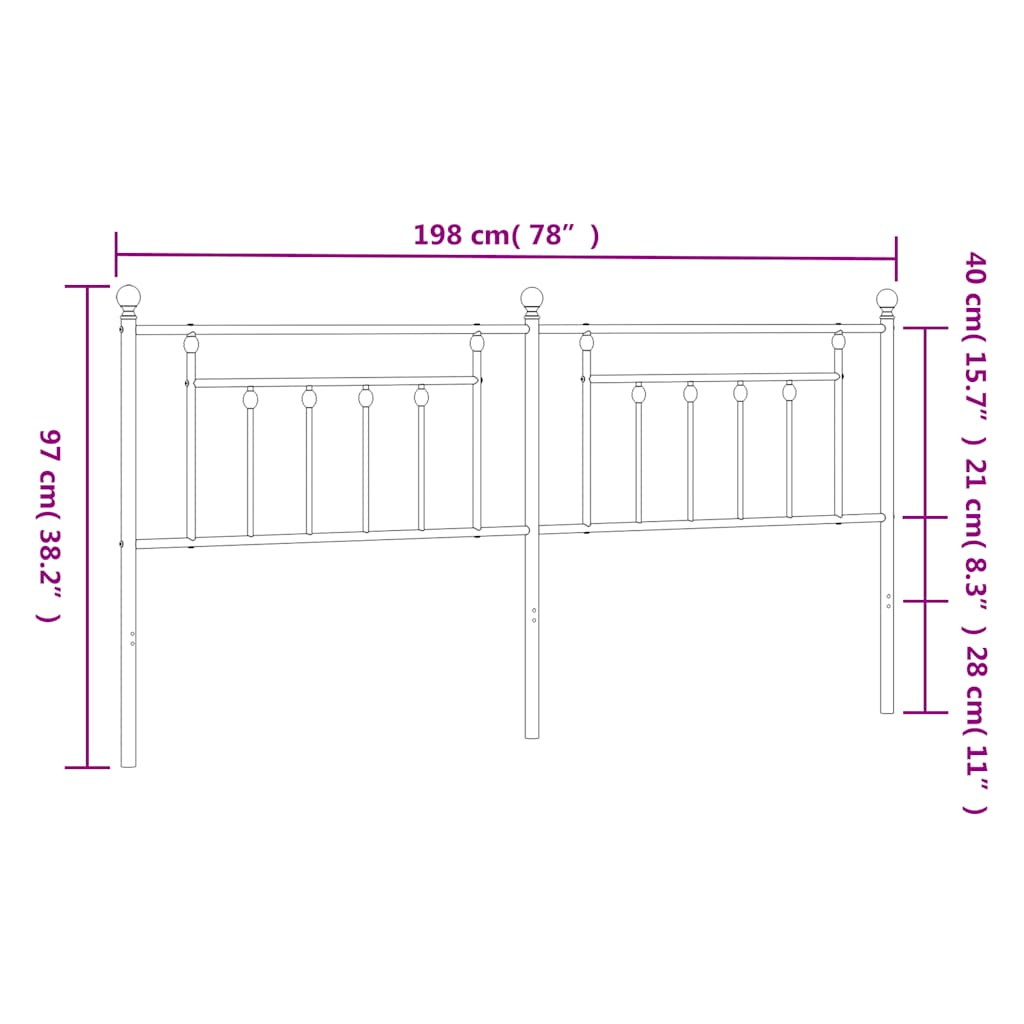 udskiftningsgavl 193 cm metal sort