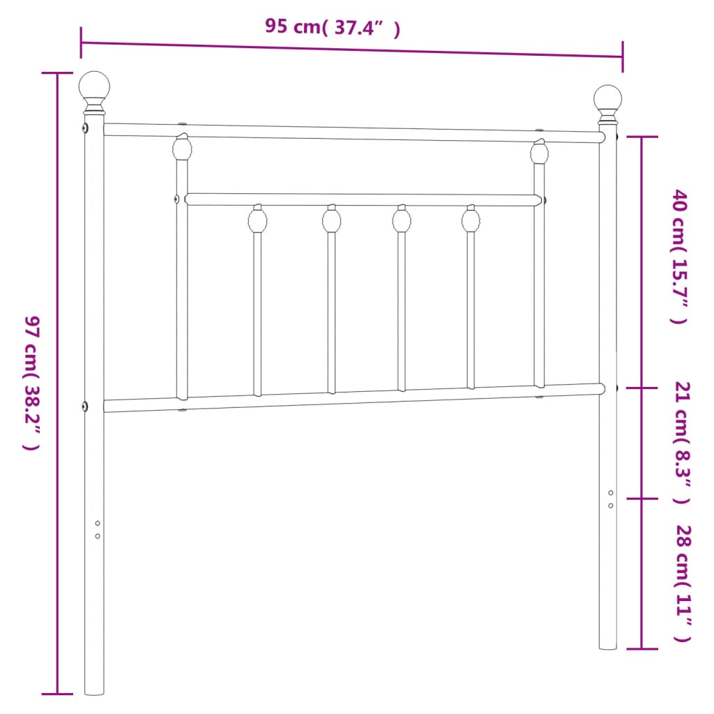 udskiftningsgavl 90 cm metal hvid