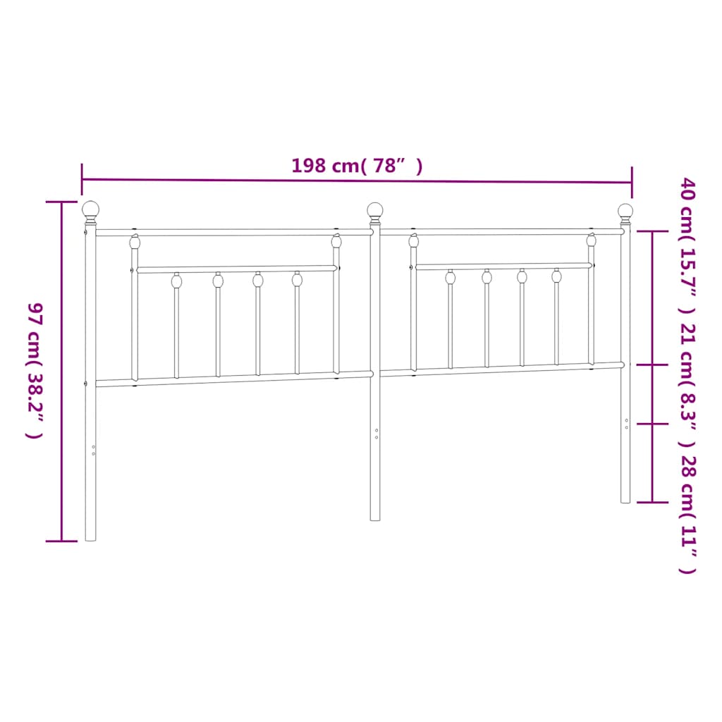 udskiftningsgavl 193 cm metal hvid