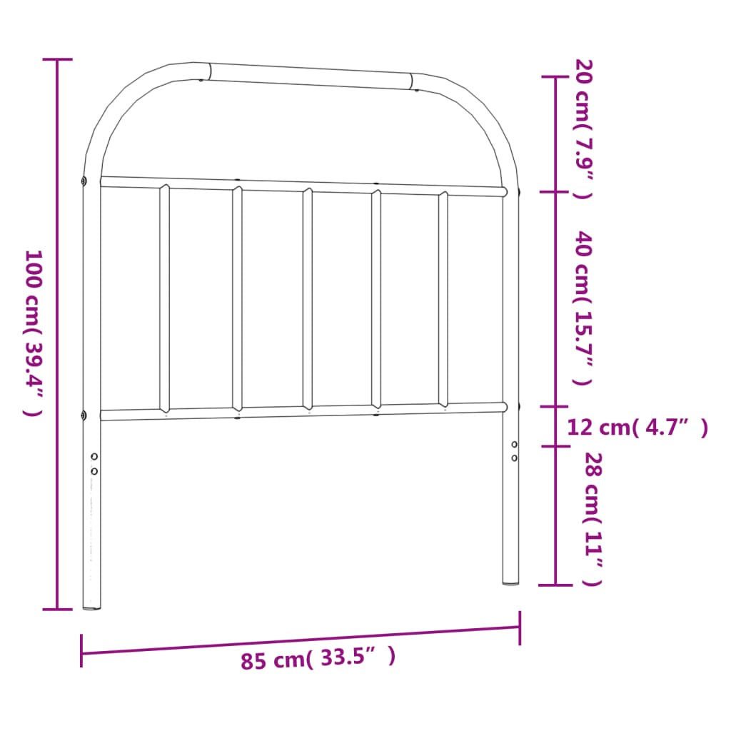 udskiftningsgavl 80 cm metal sort
