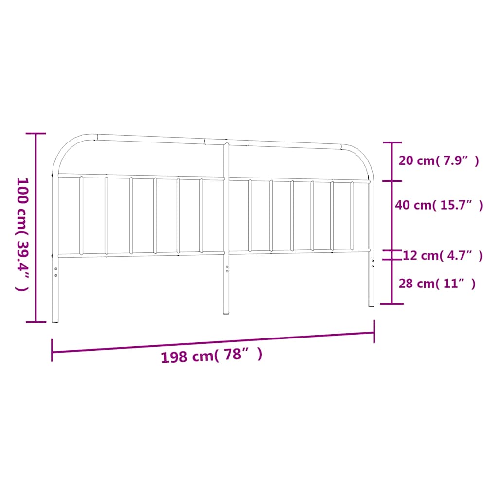 udskiftningsgavl 193 cm metal sort