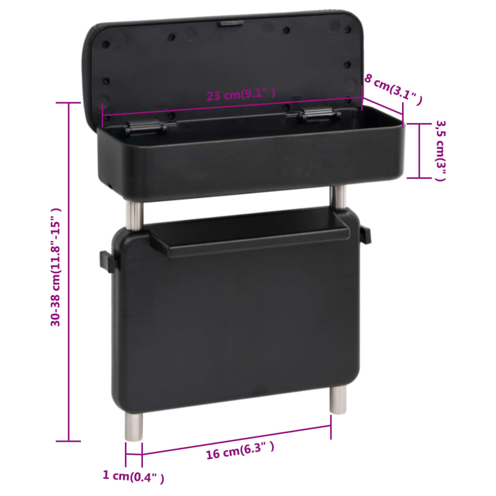 armlæn til bilen universal sort 23x8x(30-38) cm ABS