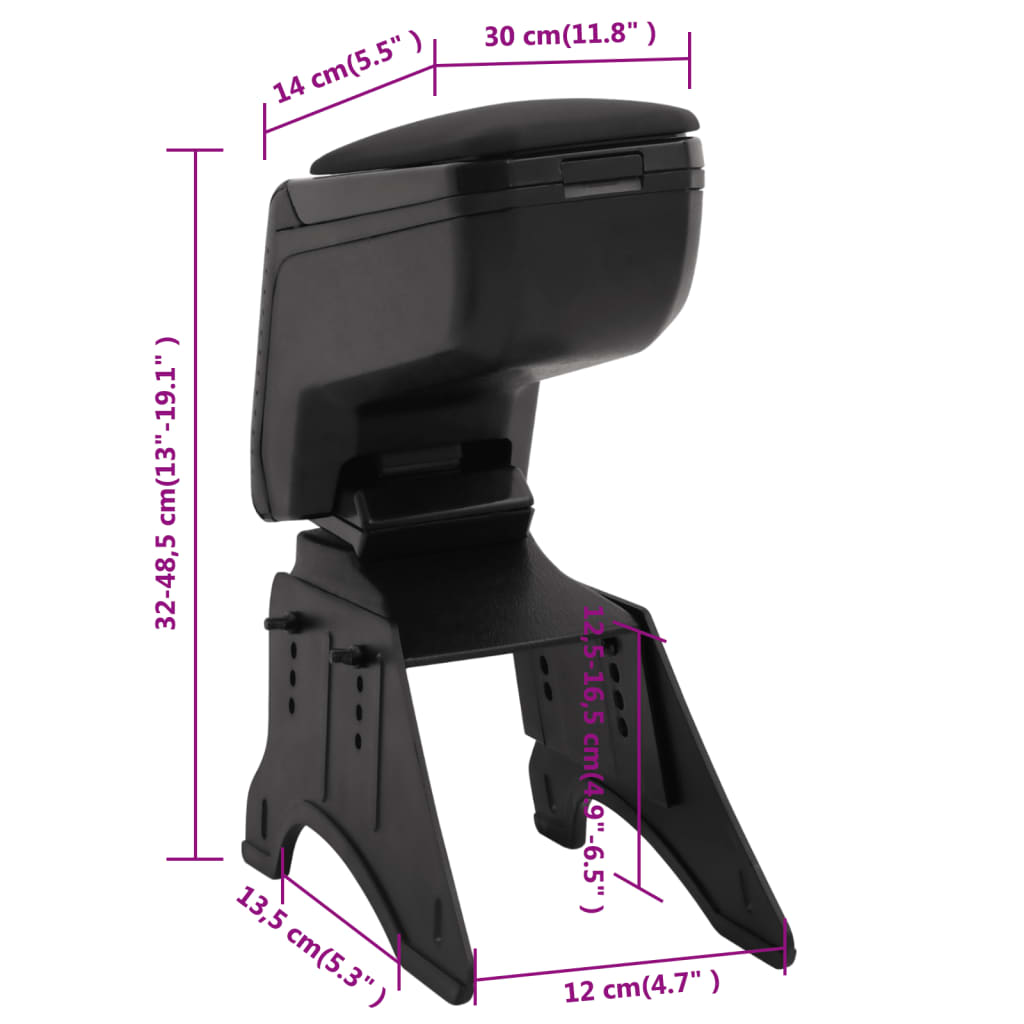 armlæn til bilen universal sort 14x30x(32-48,5) cm ABS