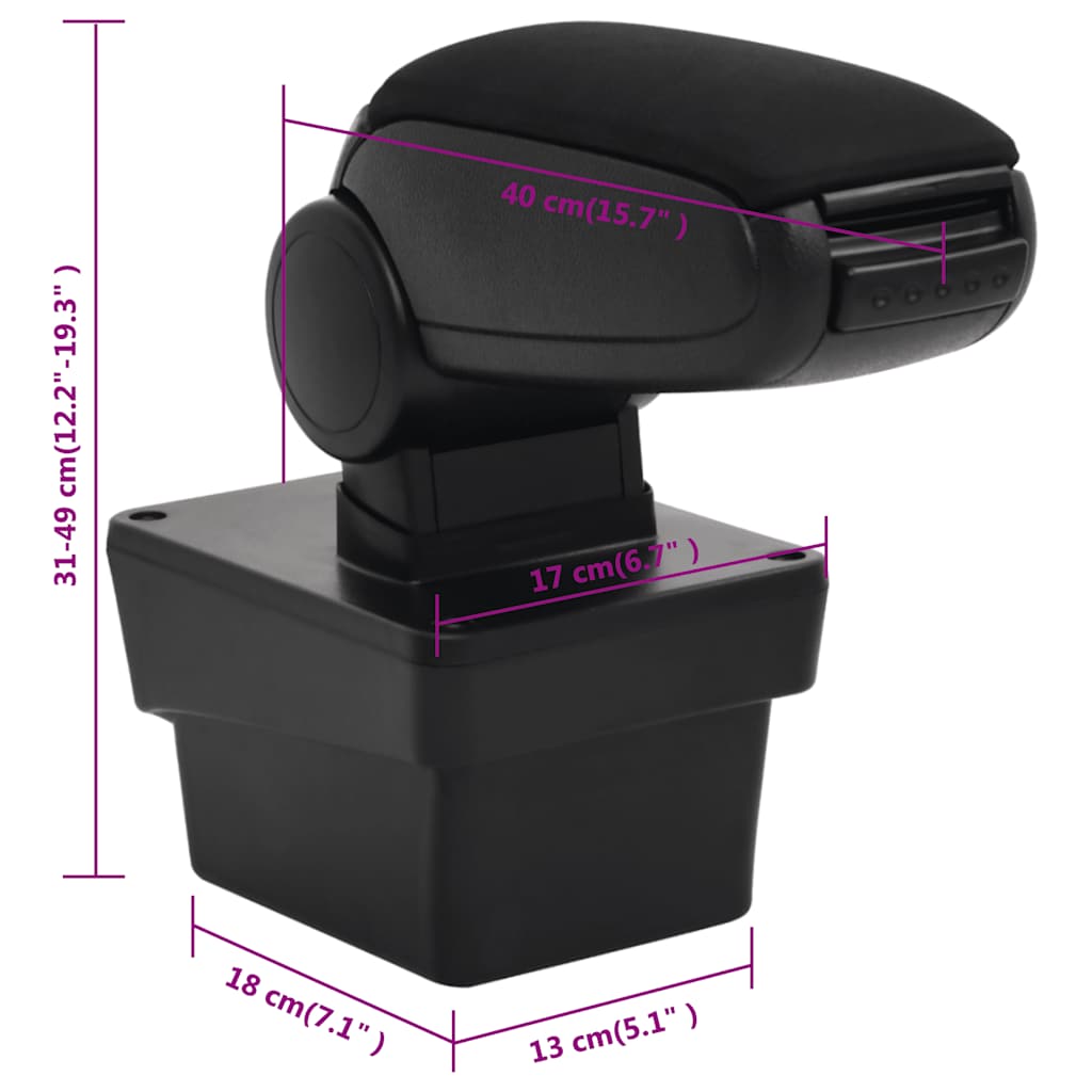 armlæn til SKODA OCTAVIA (efter 2014) sort 17x40x(31-49) cm ABS