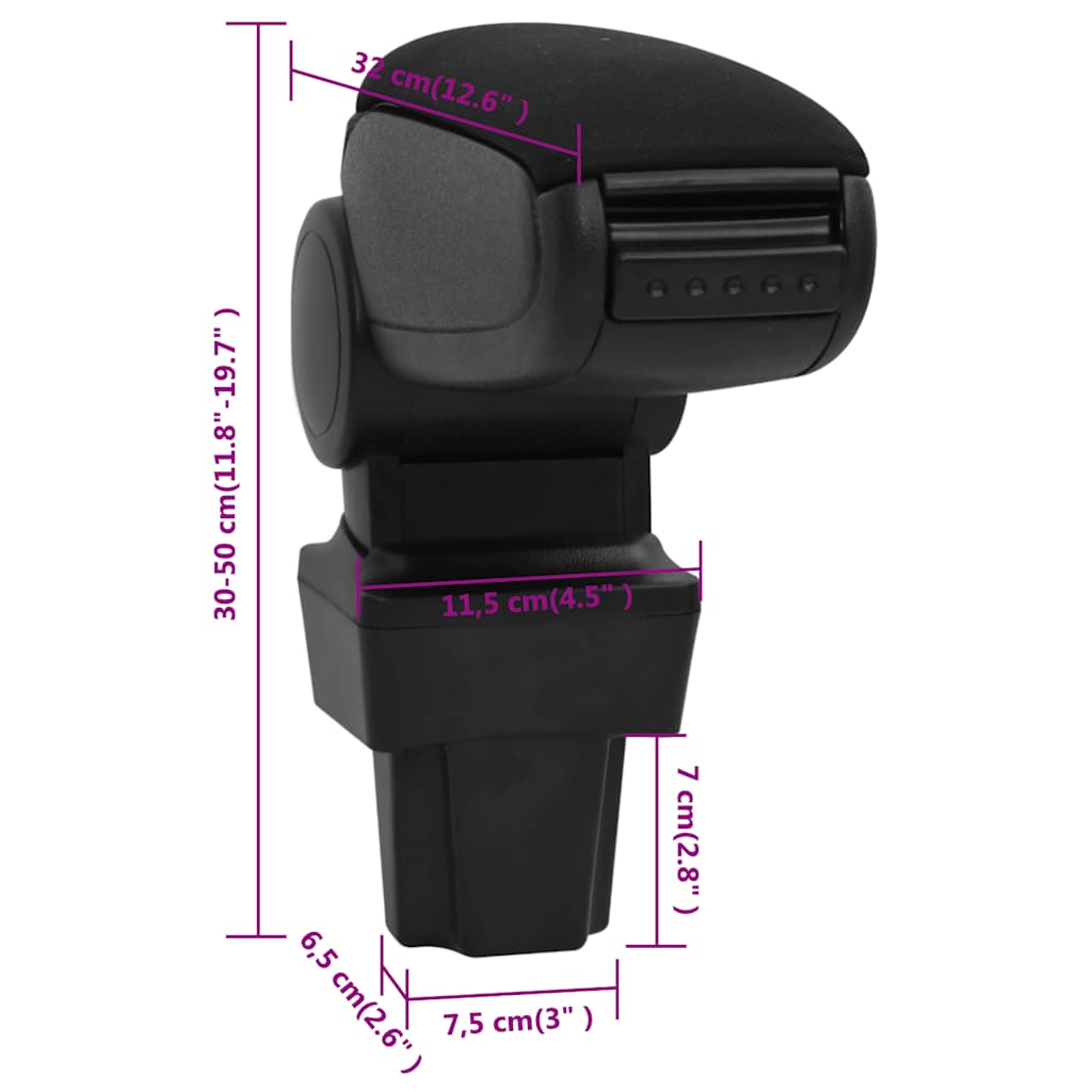 armlæn til bil til Opel Astra G (1998-2004) sort 11,5x32x(30-50) cm ABS