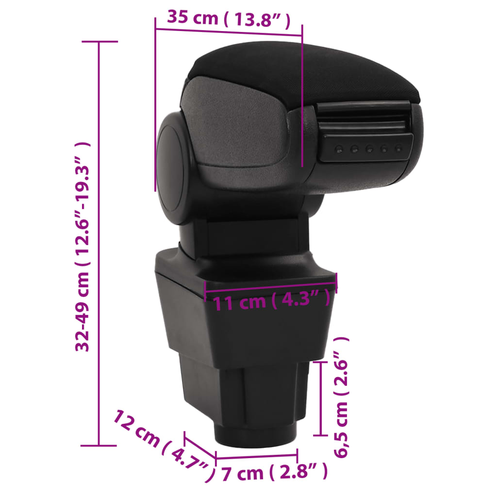 autoarmlæn Sort 11x35x(32-49) cm ABS