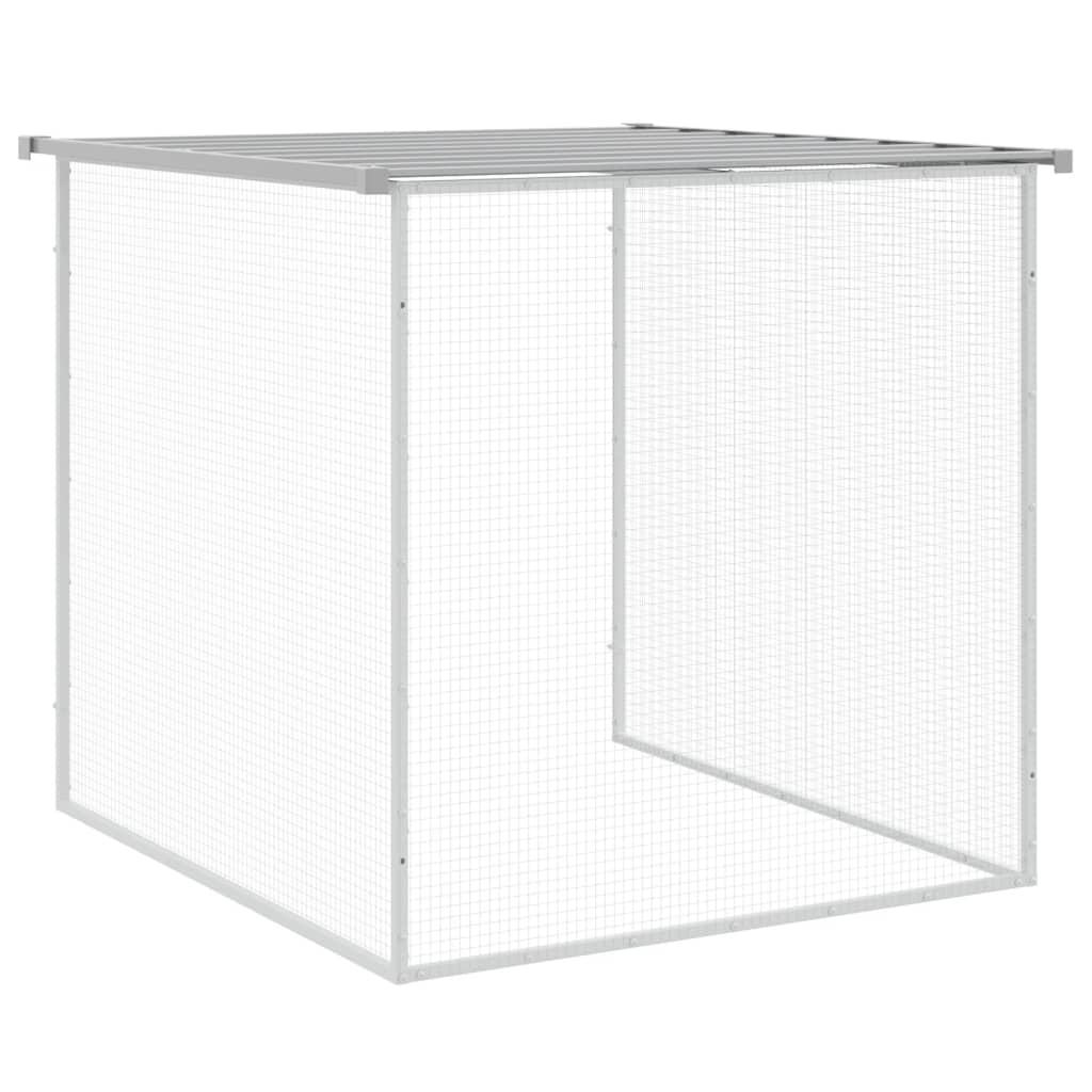 kyllingebur med tag lysegrå 203x98x90 cm galvaniseret stål