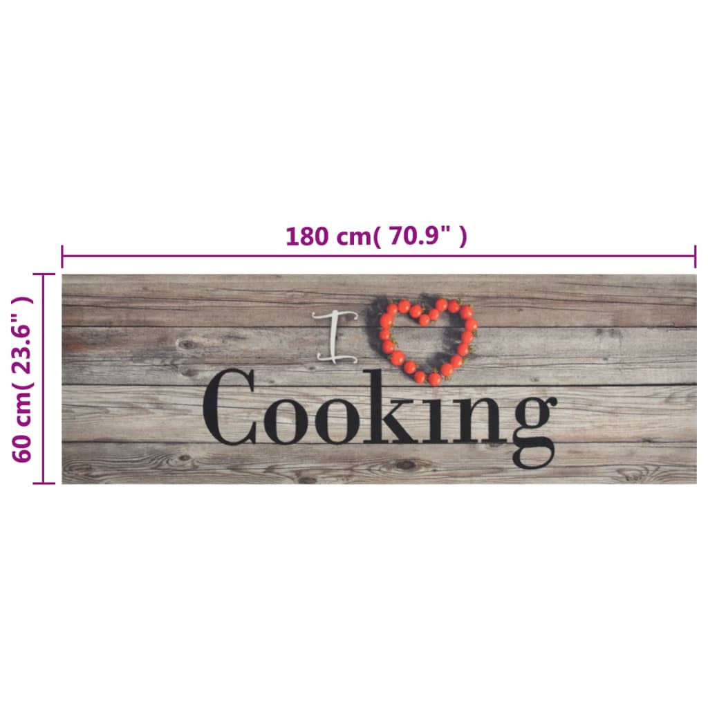 køkkentæppe 60x180 cm Cooking-design vaskbart velour grå