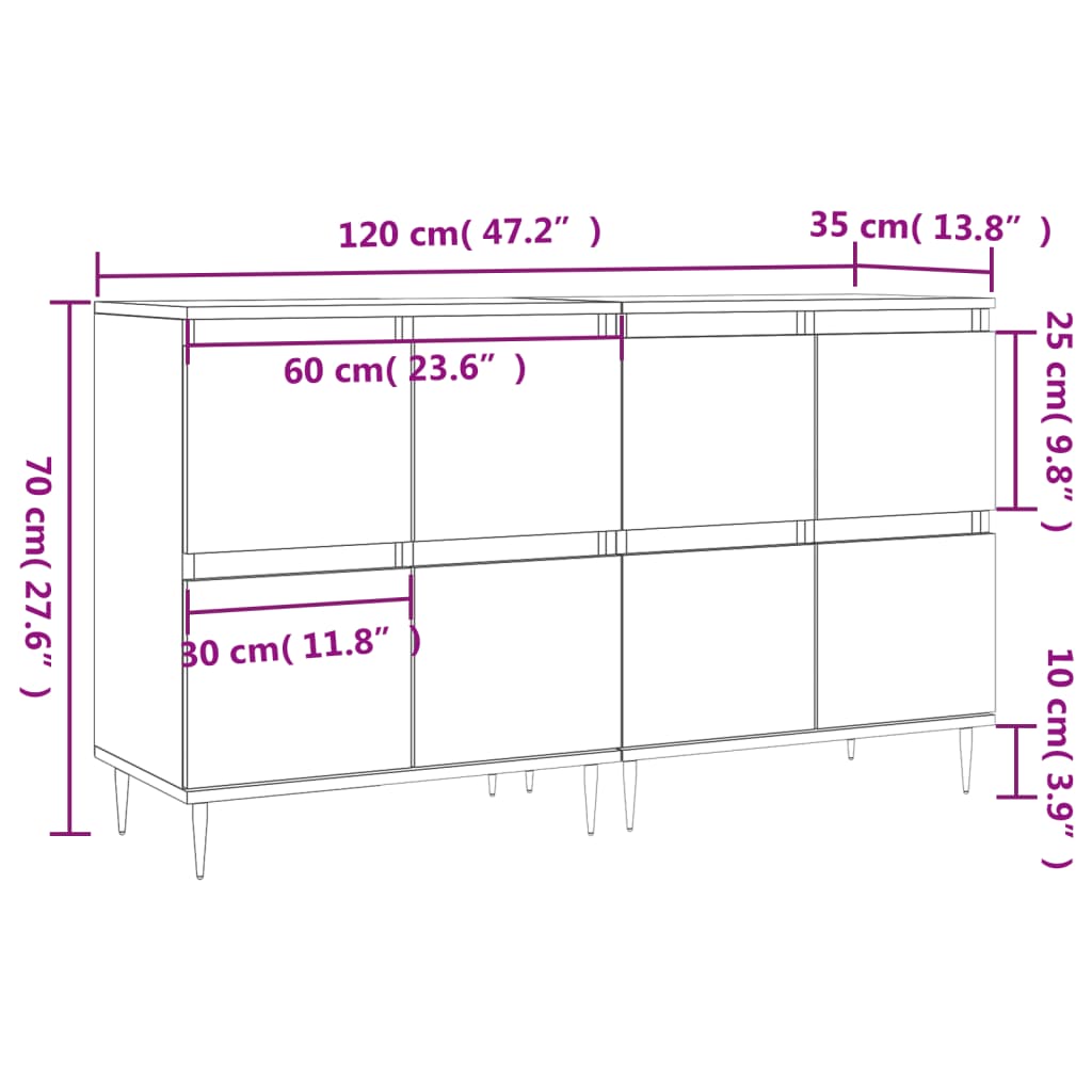 skænke 2 stk. konstrueret træ grå sonoma-eg
