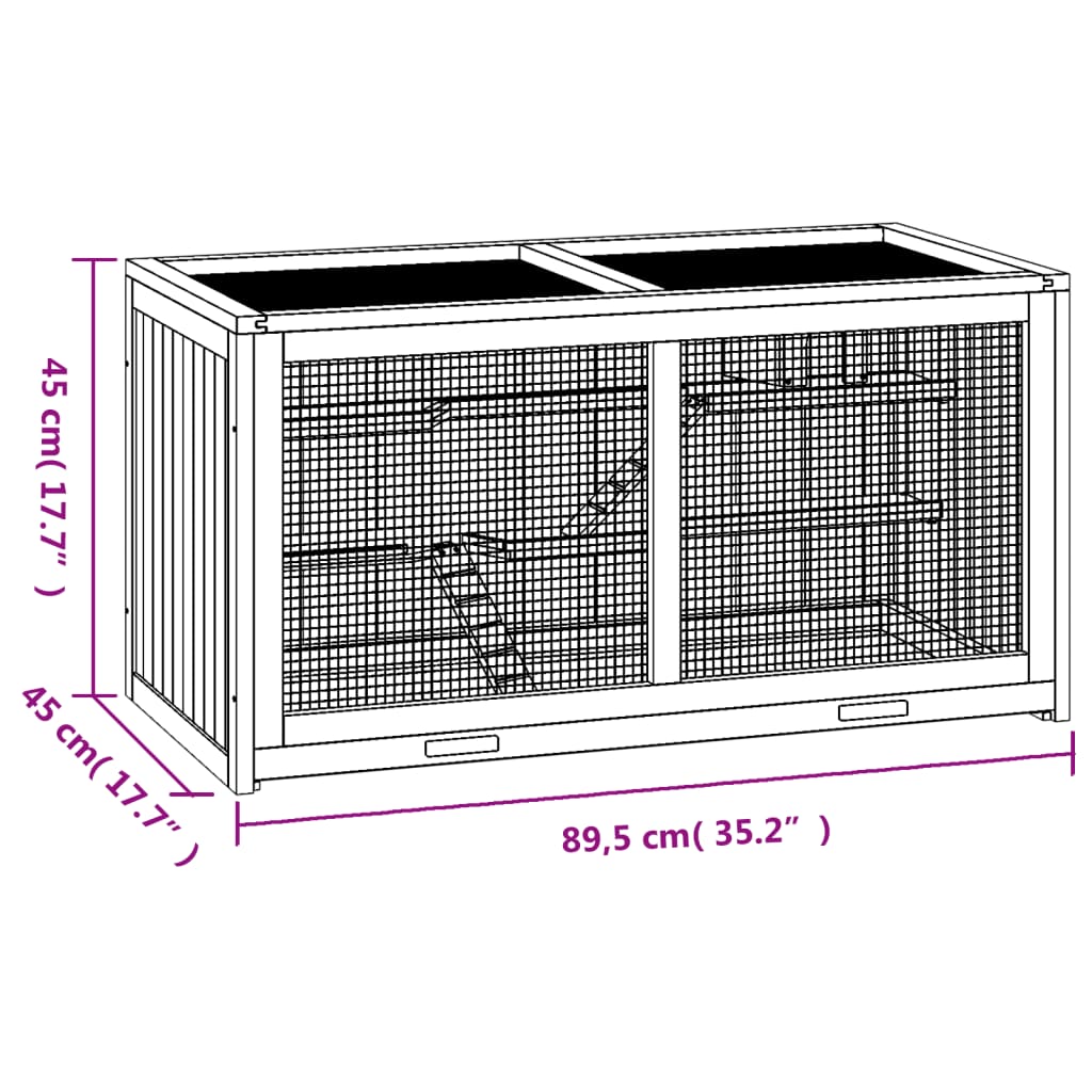 hamsterbur 89,5x45x45 cm massivt træ gran