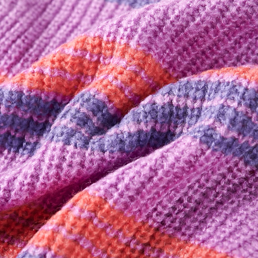 Sweater til børn str. 140 strikket lilla og lyserød