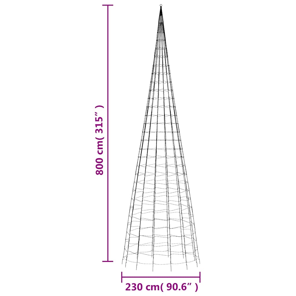 LED-juletræ 3000 LED'er 800 cm koldt hvidt lys