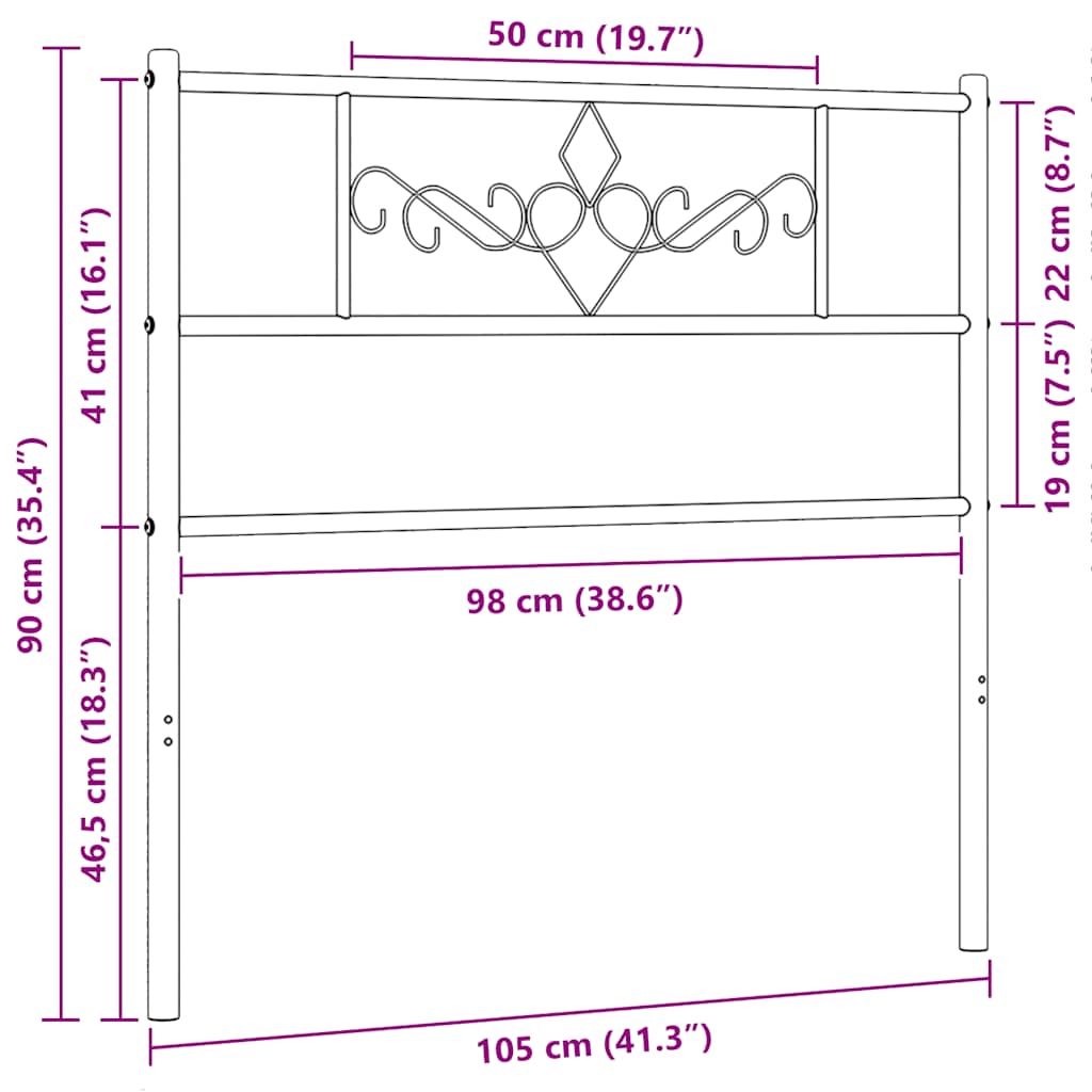 udskiftningsgavl 100 cm metal sort