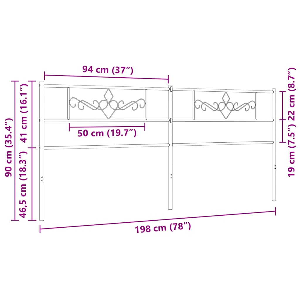 udskiftningsgavl 193 cm metal sort