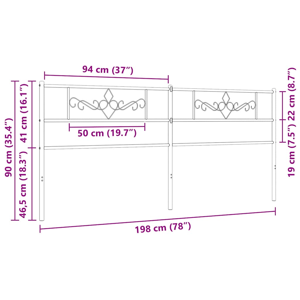 udskiftningsgavl 193 cm metal hvid