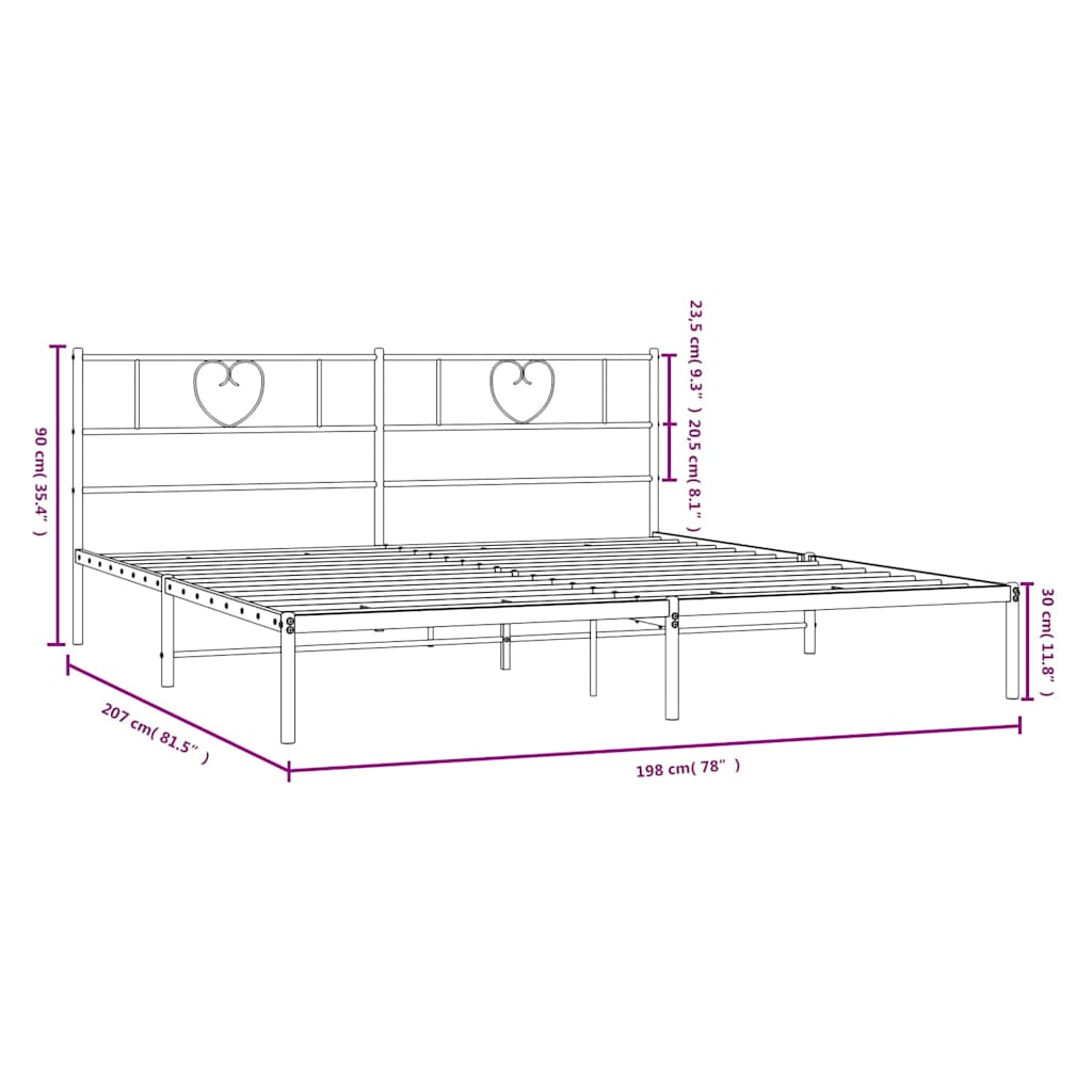 sengeramme med sengegavl 193x203 cm metal sort