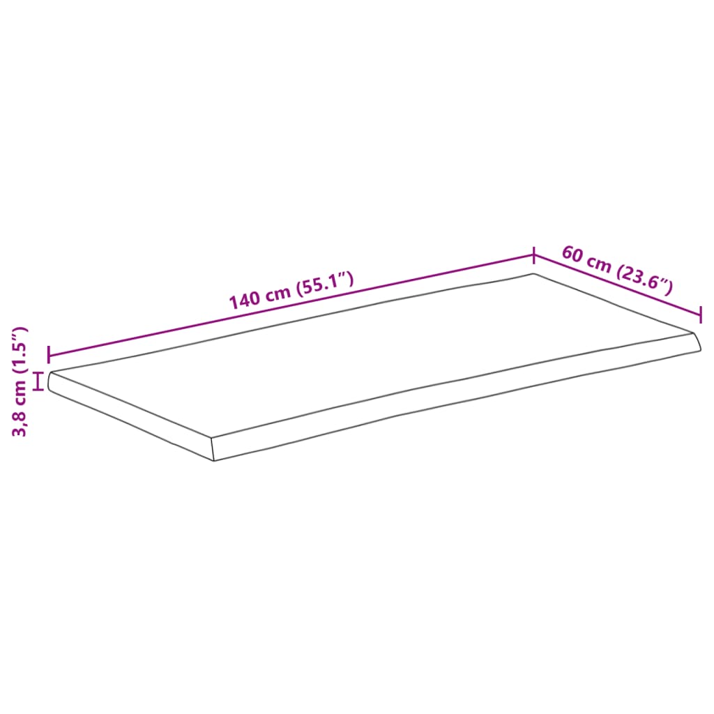 bordplade 140x60x3,8 cm naturlig kant massivt mangotræ