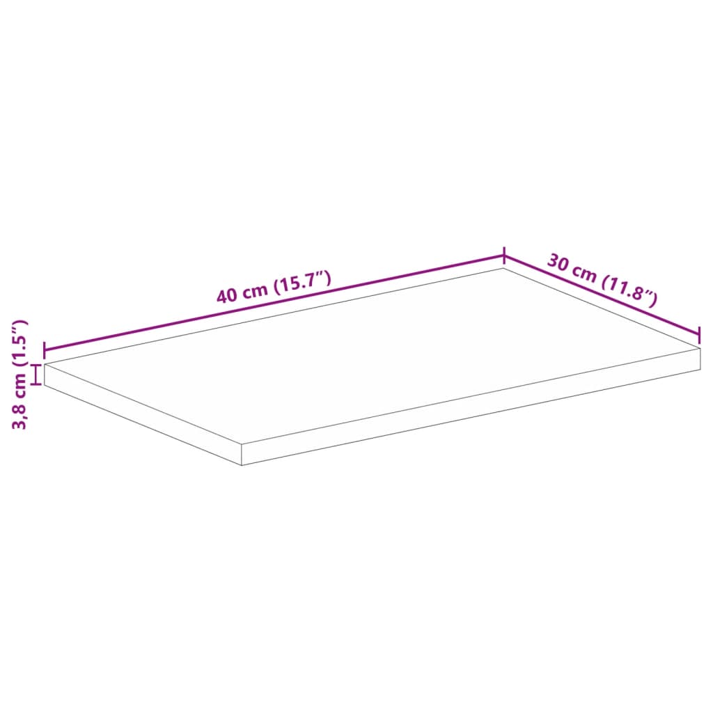 bordplade 40x30x3,8 cm rektangulær massivt mangotræ