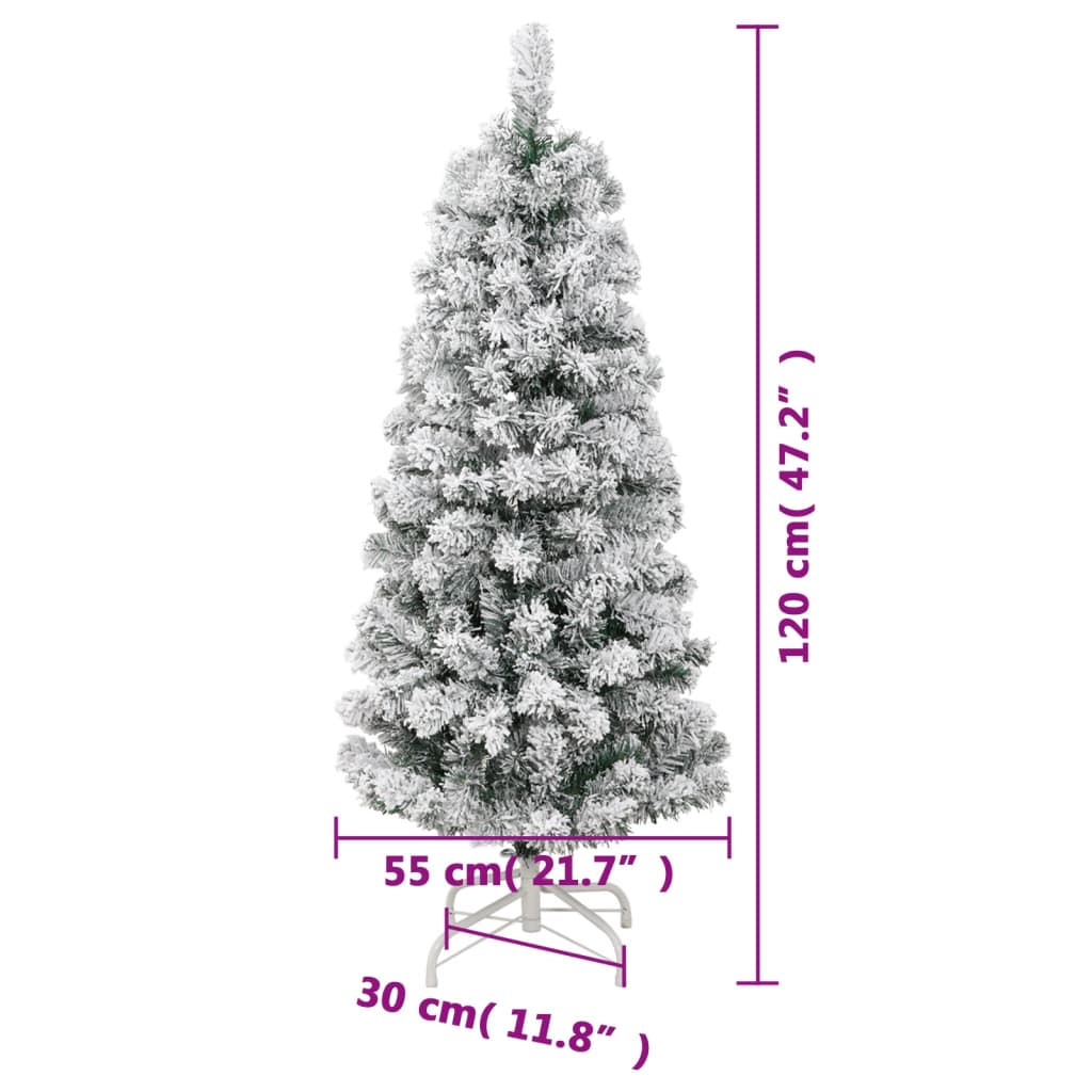 kunstigt juletræ med sne 120 cm hængslet