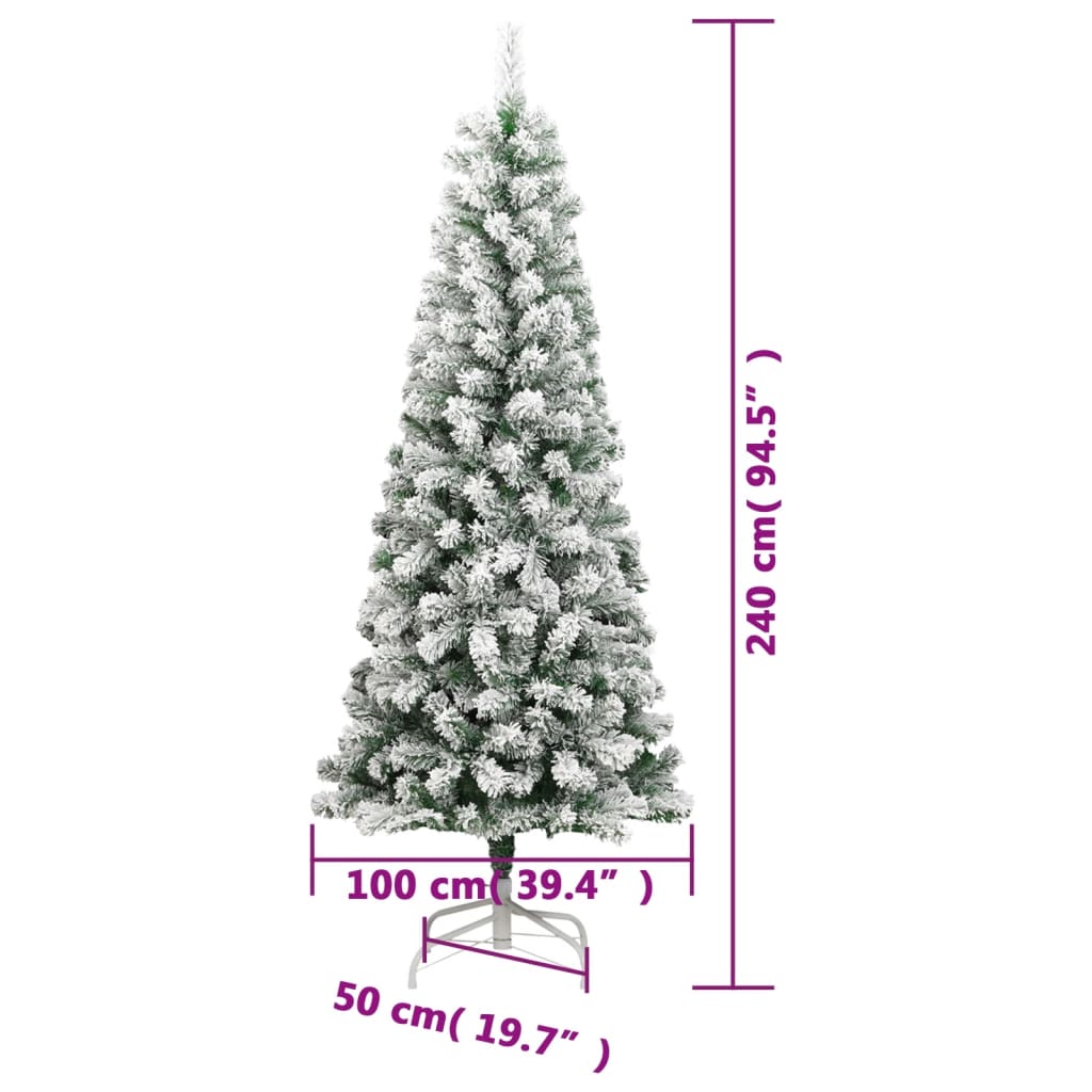 kunstigt juletræ med sne 240 cm hængslet