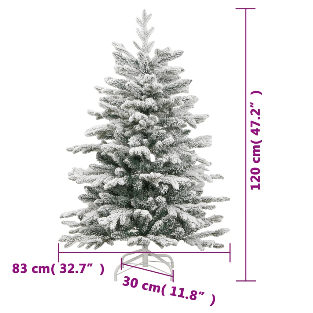 kunstigt juletræ med sne 120 cm hængslet