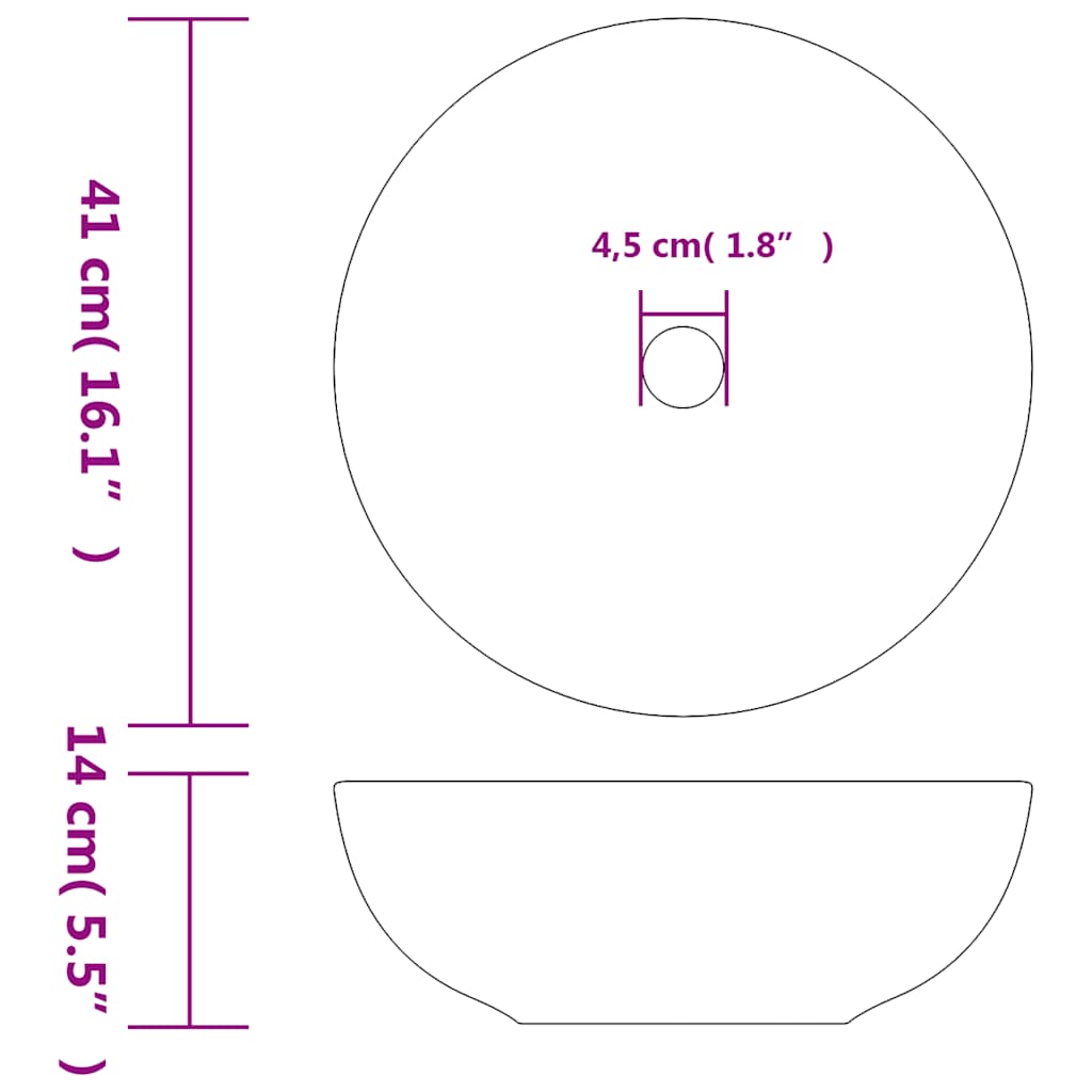 håndvask til bordplade Φ41x14 cm rund keramik sort og blå