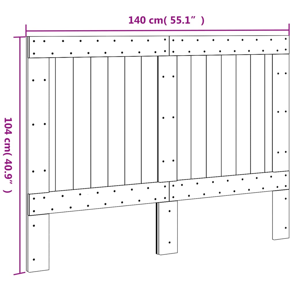 sengegavl 140x104 cm massivt fyrretræ