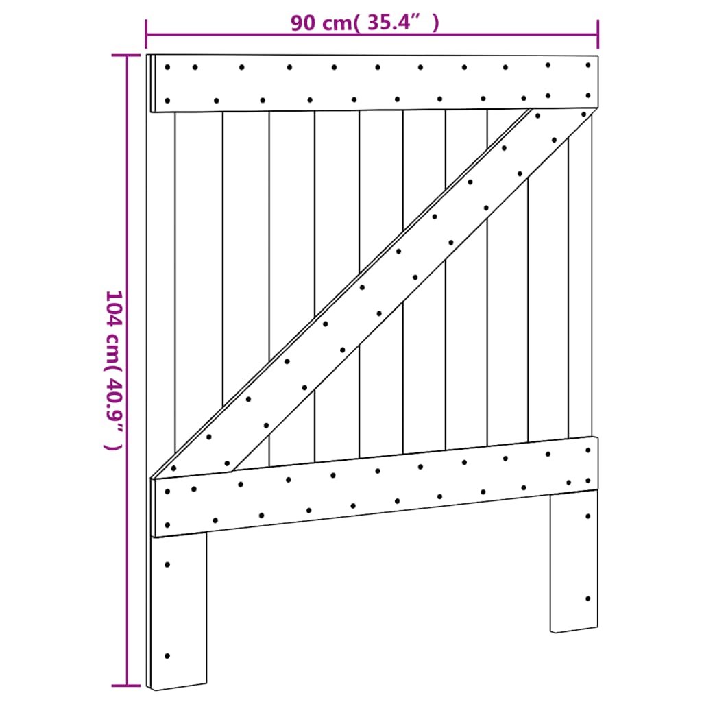 sengegavl 90x104 cm massivt fyrretræ