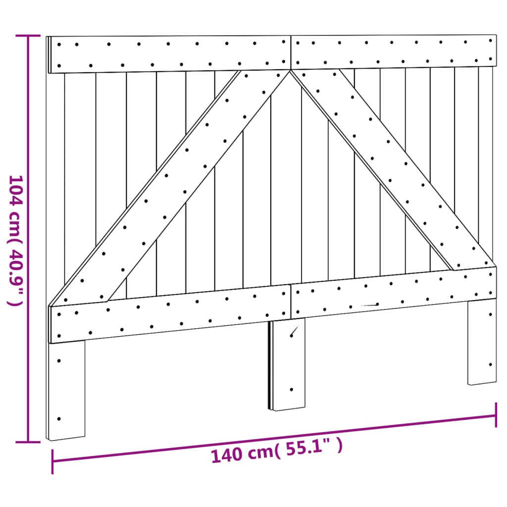 sengegavl 140x104 cm massivt fyrretræ