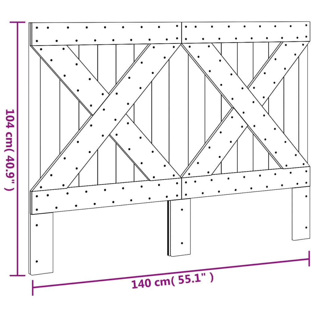 sengegavl 140x104 cm massivt fyrretræ