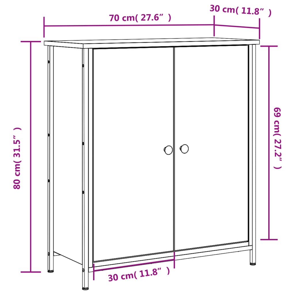 skænk 70x30x80 cm konstrueret træ grå sonoma-eg