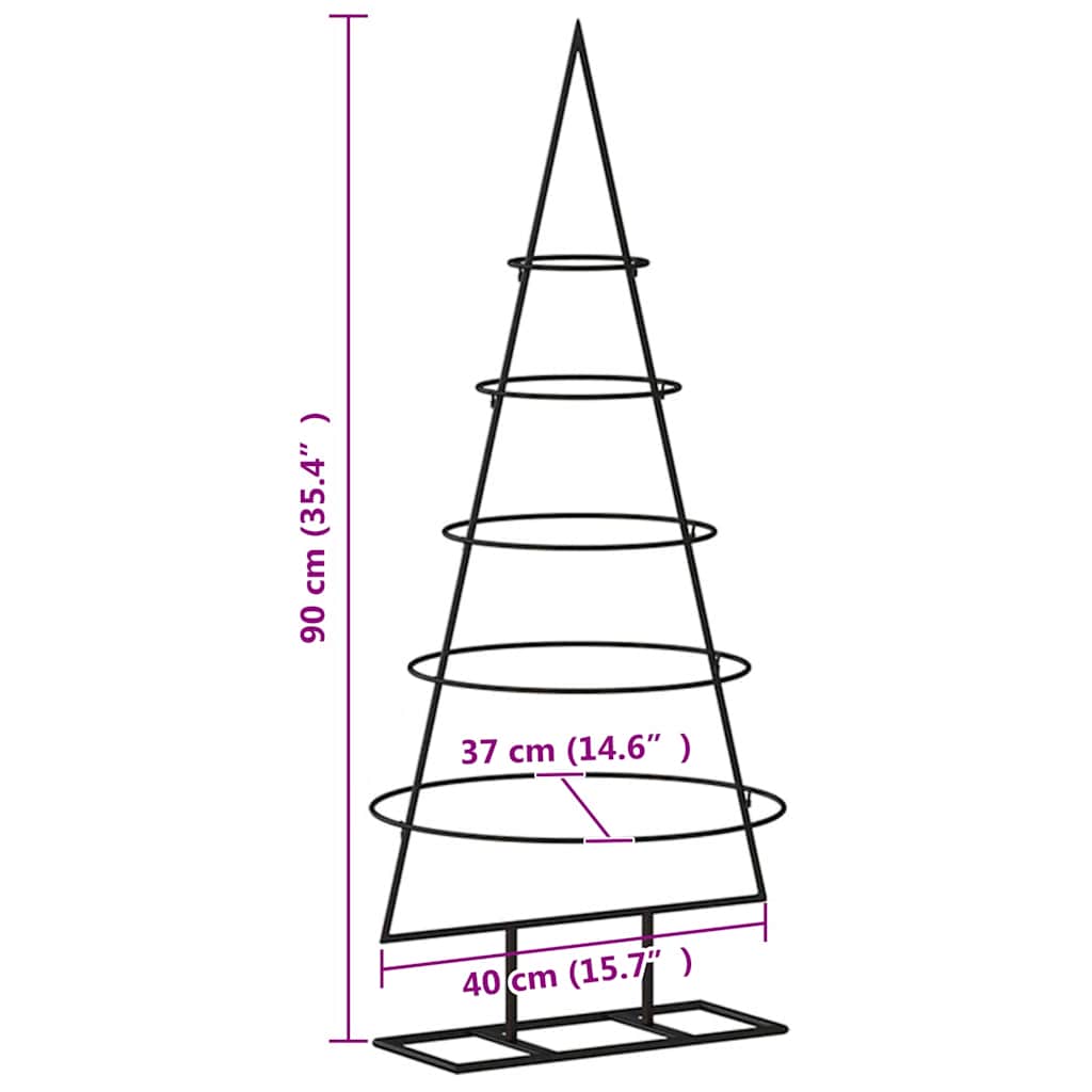 dekorativt juletræ 90 cm metal sort