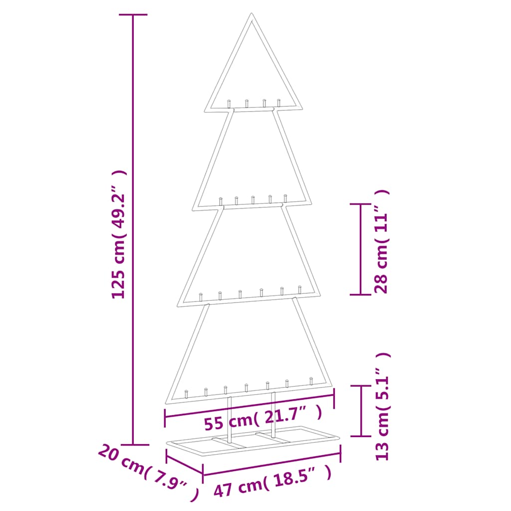 dekorativt juletræ 125 cm metal sort