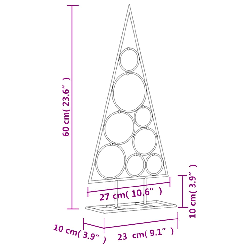 dekorativt juletræ 60 cm metal sort