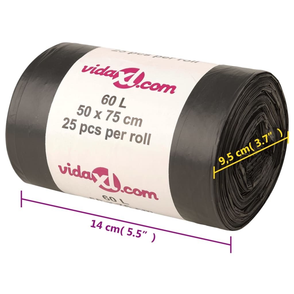 affaldsposer 250 stk. 60 l sort