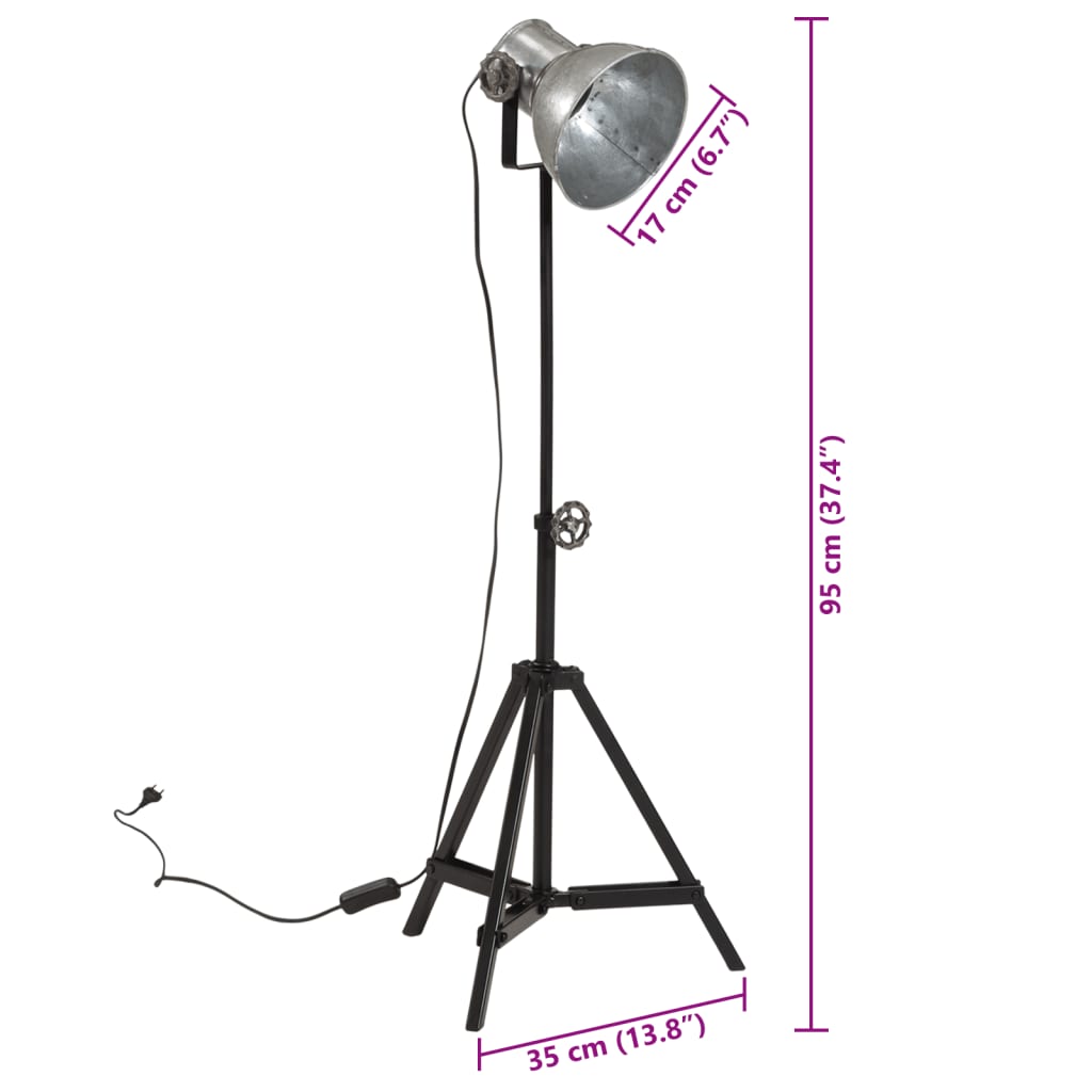 gulvlampe 35x35x65/95 cm 25 W E27 vintagesølv